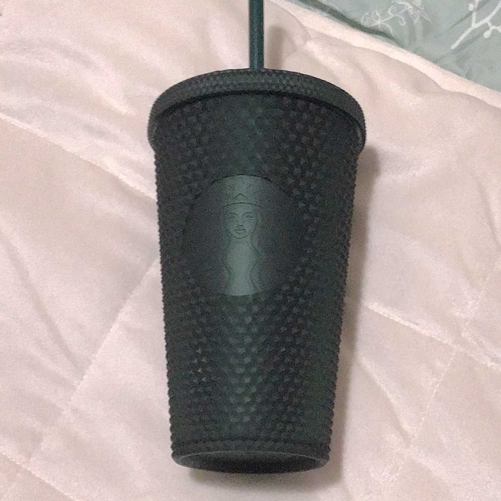 Dark green Starbucks tumbler
